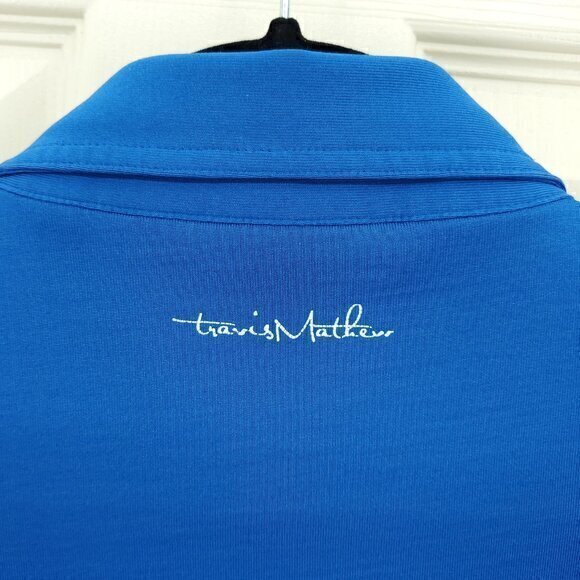 Men's Travis Mathew Short Sleeve Performance Polo Shirt XL Blue/White - Picture 7 of 15